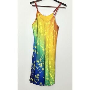 Tropical‎ Rainbow Spaghetti Strap Dress Women's Medium Adjustable Strap Festival